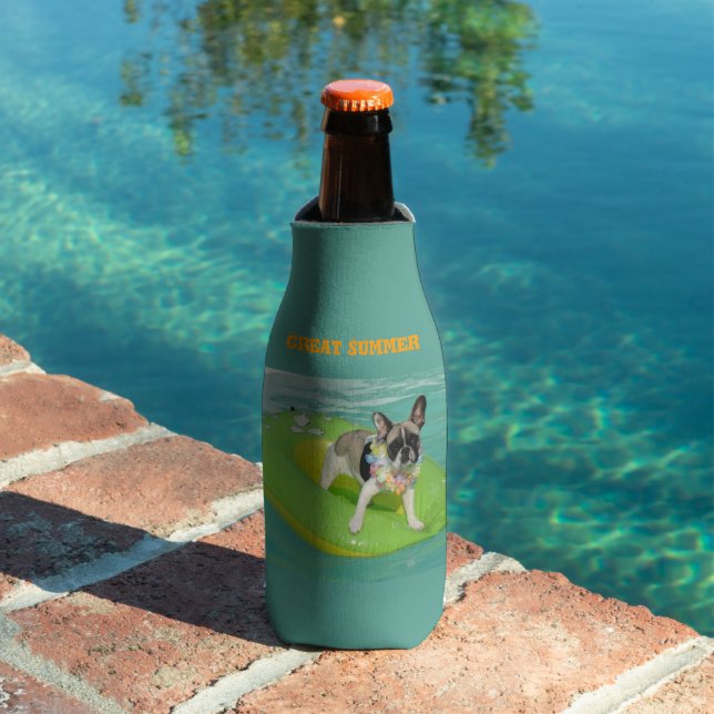 Rafraichisseur De Bouteilles Bouledogue français superbes vacances d'été (Piscine in situ)