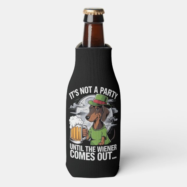 Rafraichisseur De Bouteilles Ce n'est pas une fête jusqu'à Dachshund Irish Beer (Bottle Devant)