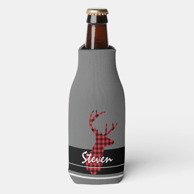 Rafraichisseur De Bouteilles Chasseur de cerfs abattus de bisons noirs rouges C (Bottle Devant)