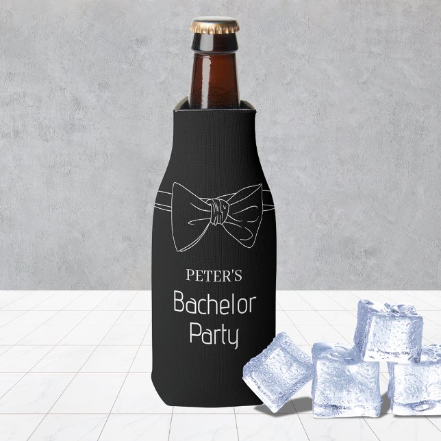 Rafraichisseur De Bouteilles Chemise noire personnalisée pour enterrement de vi (Bow Tie Custom Black Bachelor Party Beer Bottle Cooler
)