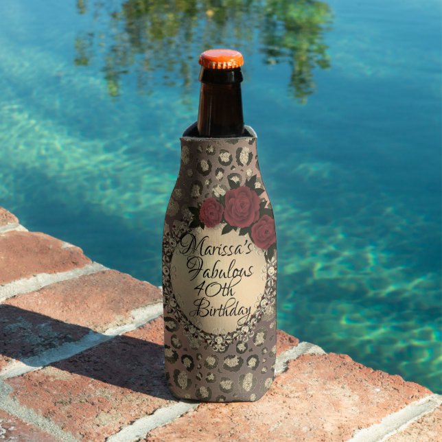 Rafraichisseur De Bouteilles Chic Leopard Rose Fabuleux 40e Personnaliser anniv (Piscine in situ)
