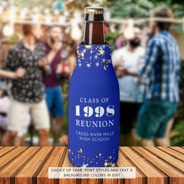 Rafraichisseur De Bouteilles Classe Reunion Royal Blue Gold Stars Personnalisé (Créateur téléchargé)