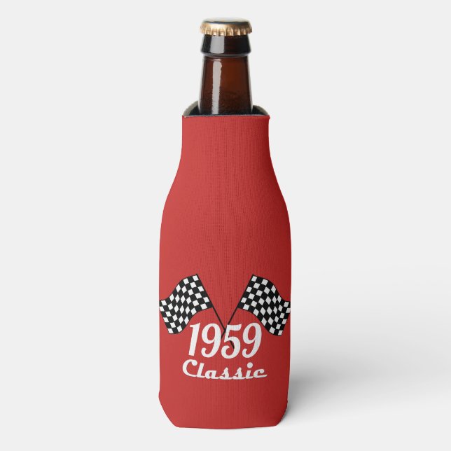 Rafraichisseur De Bouteilles Drapeau À damiers classique noir et blanc Retro 19 (Bottle Devant)