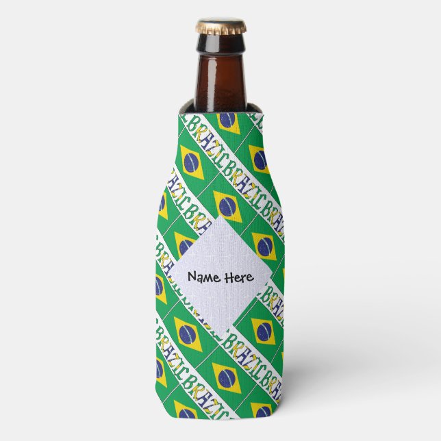 Rafraichisseur De Bouteilles Drapeau brésilien avec votre nom (Bottle Devant)