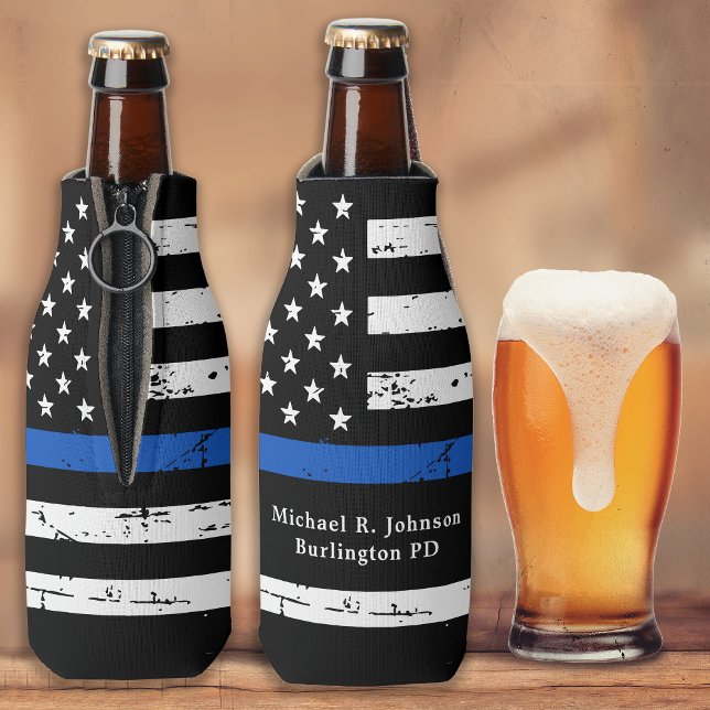 Rafraichisseur De Bouteilles Drapeau de ligne bleue mince Officier de police pe (Créateur téléchargé)