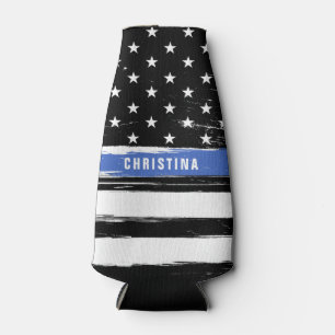 Rafraichisseur De Bouteilles Drapeau de police Thin Blue Line personnalisé grun