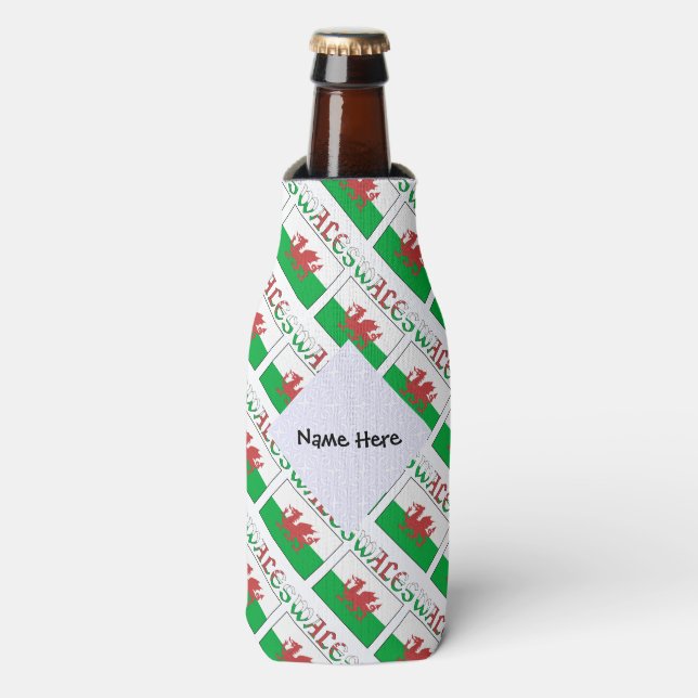 Rafraichisseur De Bouteilles Drapeau gallois Carrelé Personnalisé (Bottle Devant)