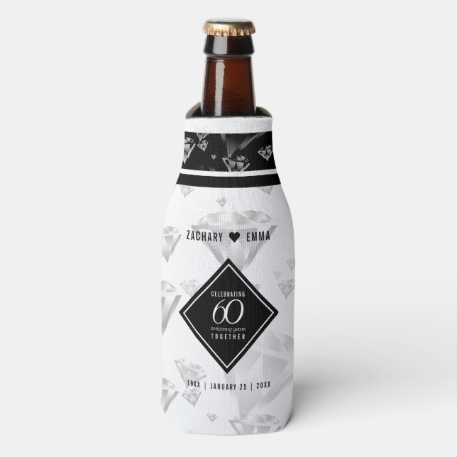 Rafraichisseur De Bouteilles Élégant 60e anniversaire de Mariage de diamant (Bottle Devant)