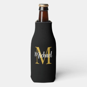 Rafraichisseur De Bouteilles Élégant Monogramme Or Modèle initial moderne