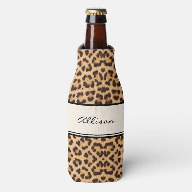 Rafraichisseur De Bouteilles Empreinte de léopard chic classique personnalisé (Bottle Devant)