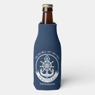 Rafraichisseur De Bouteilles Esprit nautique Ancre,Roue, Bleu marine