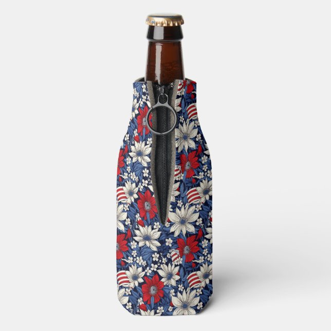Rafraichisseur De Bouteilles Étoiles et rayures Élégance florale (Bouteille Dos)
