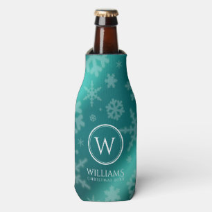 Rafraichisseur De Bouteilles Festif Blue Foil Snowflakes Monogramme Nom