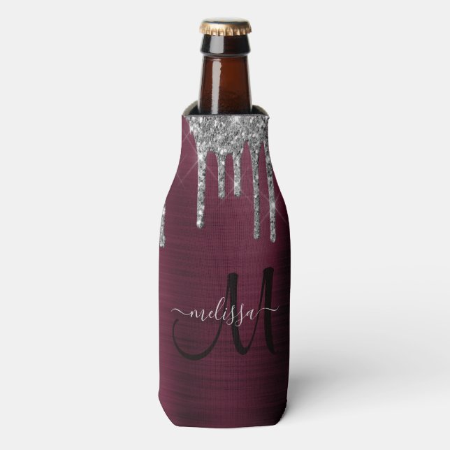 Rafraichisseur De Bouteilles Fille Bourgogne Parties scintillant de goutte Nom  (Bottle Devant)