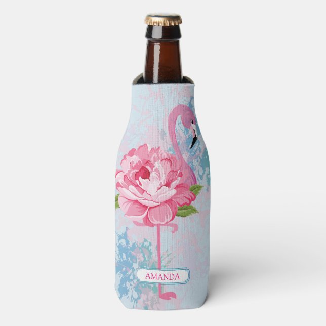 Rafraichisseur De Bouteilles flamant rose peint à la main (Bottle Devant)