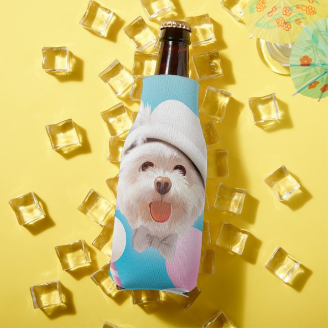 Rafraichisseur De Bouteilles Fluffy Dog avec Casquette blanc (Été in situ)