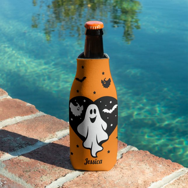 Rafraichisseur De Bouteilles Ghost Halloween mignon Avec Coeur Et Chat (Piscine in situ)