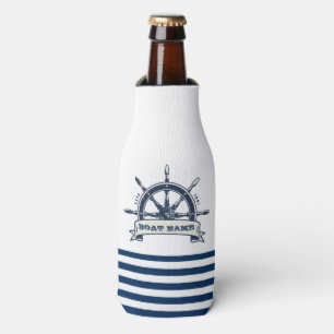 Rafraichisseur De Bouteilles Gouvernail de bateau nautique, rayures blanches et
