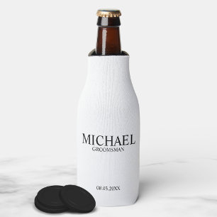 Rafraichisseur De Bouteilles Groomsman personnalisé moderne noir et blanc