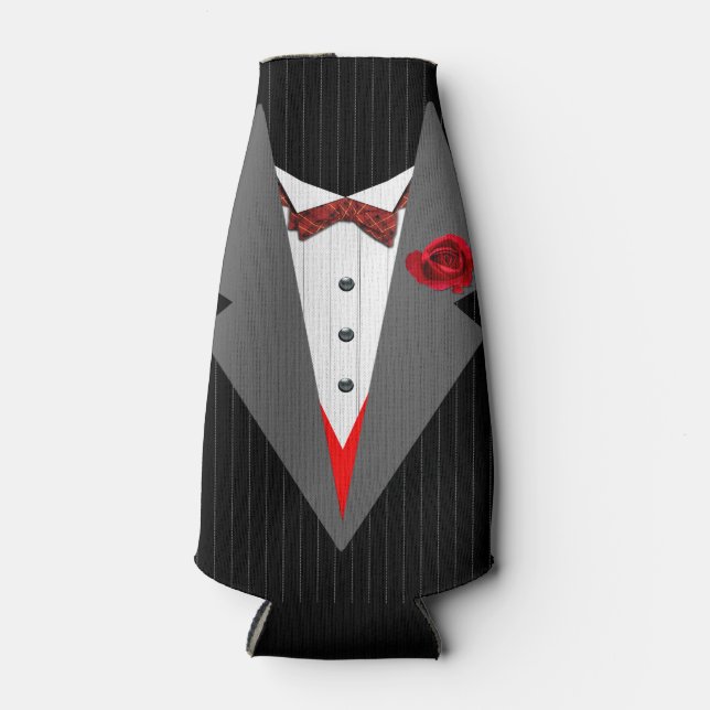 Rafraichisseur De Bouteilles Image Tuxedo, Tartan Rouge Dickybow, Lapons Gris (Devant)