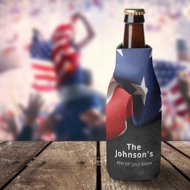Rafraichisseur De Bouteilles Jour de l'Indépendance Rouge Bleu 4 juillet (Red White Blue Independence Day 4th Of July Bottle Cooler)