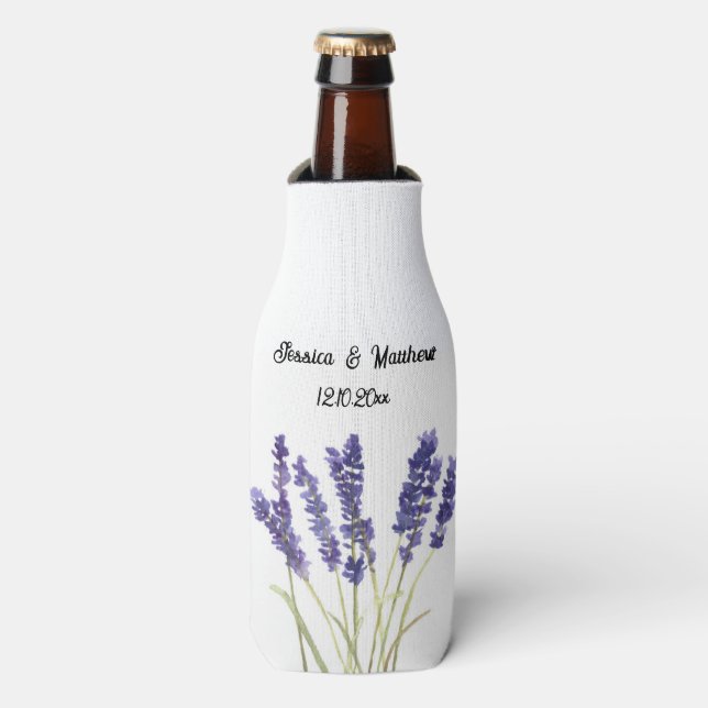 Rafraichisseur De Bouteilles Lavande florale Aquarelle Nature Mariage unique (Bottle Devant)