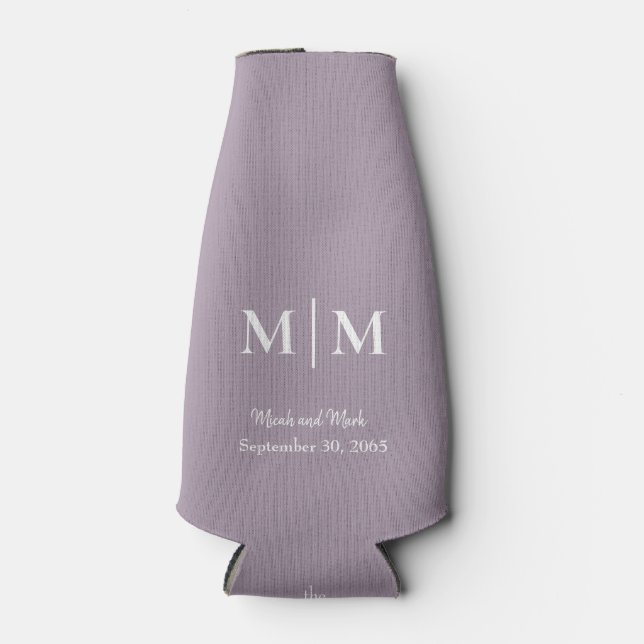 Rafraichisseur De Bouteilles Lavender Monogramme & Noms Mariage Tall Can Cooler (Devant)
