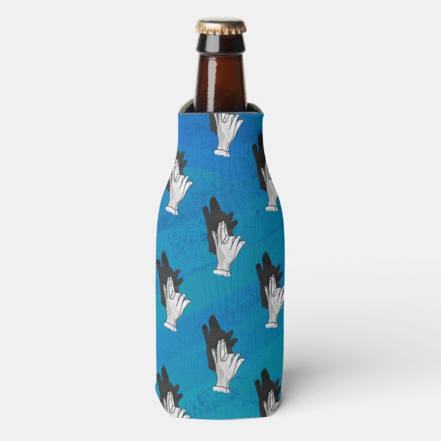 Rafraichisseur De Bouteilles Loup ombragé sur bleu (Bottle Devant)