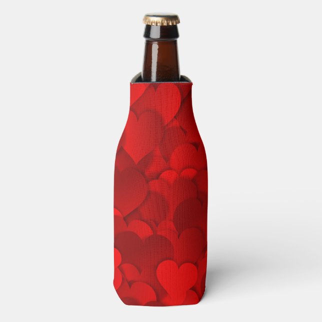 Rafraichisseur De Bouteilles Love Hearts Texture Rouge Motif-19909 (Bottle Devant)