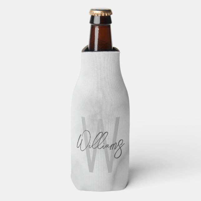 Rafraichisseur De Bouteilles Marbre blanc Script Monogramme personnalisé et nom (Bottle Devant)