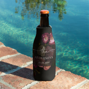 Rafraichisseur De Bouteilles Mariage Floral Maussade Personnalisé Sombre