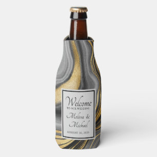 Rafraichisseur De Bouteilles Mariage Géode Gold & Grey Agate