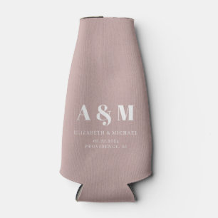 Rafraichisseur De Bouteilles Mariage Rose Dusty Texte blanc personnalisé