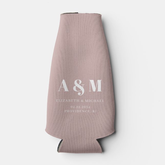 Rafraichisseur De Bouteilles Mariage Rose Dusty Texte blanc personnalisé (Devant)