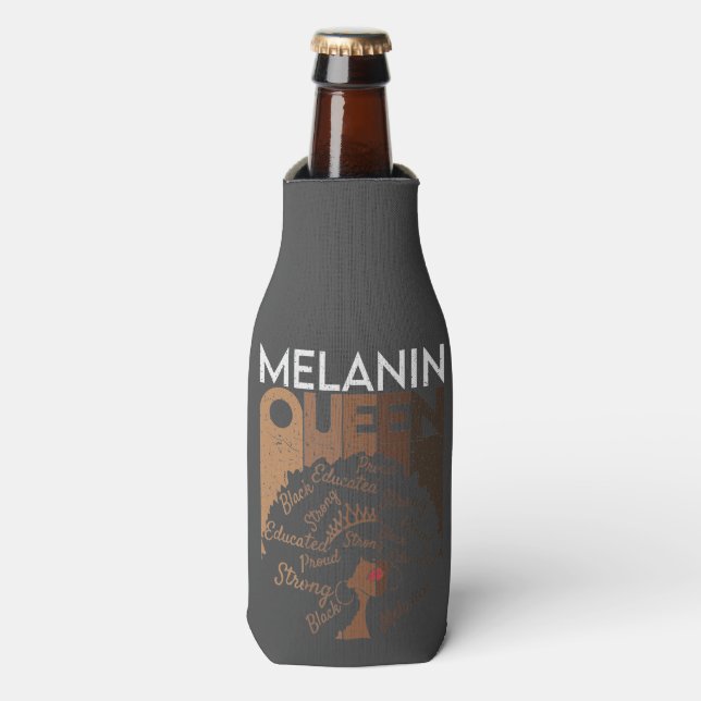 Rafraichisseur De Bouteilles Melanin Afro Queen Word Art (Bottle Devant)