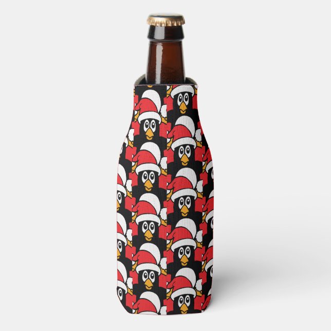 Rafraichisseur De Bouteilles Mignons pingouins de Noël rouge Motif (Bottle Devant)
