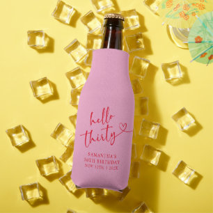 Rafraichisseur De Bouteilles Moderne Rose et Rouge Bonjour 30 Anniversaire