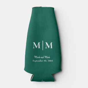Rafraichisseur De Bouteilles Monogramme Emerald & Noms Mariage Tall Can Cooler
