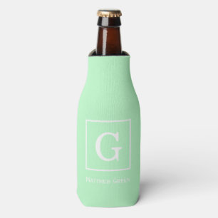 Rafraichisseur De Bouteilles Monogramme initial encadré blanc de menthe