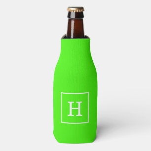 Rafraichisseur De Bouteilles Monogramme initial encadré blanc vert de chaux