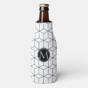 Rafraichisseur De Bouteilles Monogramme noir et blanc élégant