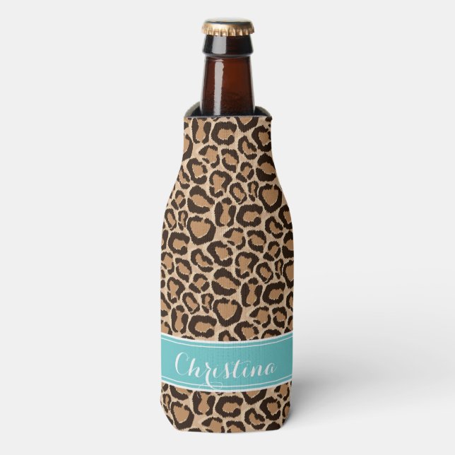 Rafraichisseur De Bouteilles Monogramme personnalisé Turquoise et Empreinte de  (Bottle Devant)