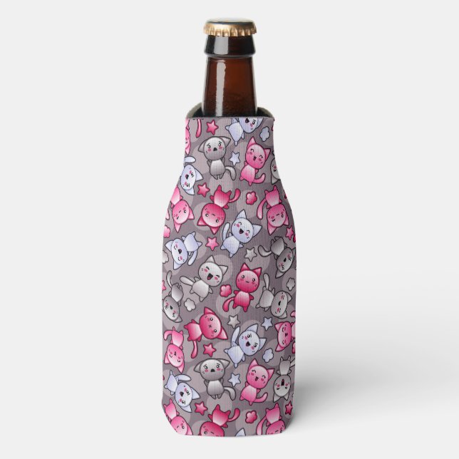 Rafraichisseur De Bouteilles motif avec chats kawaii doodle mignon (Bottle Devant)