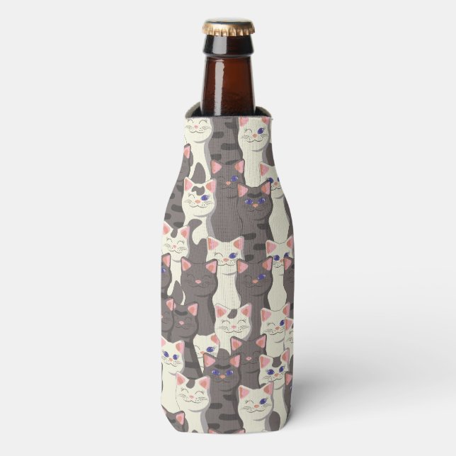 Rafraichisseur De Bouteilles Motif de chats blancs et gris (Bottle Devant)