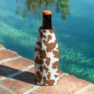 Rafraichisseur De Bouteilles Motif de fourrure de cuir de vache marron et blanc