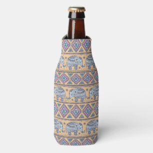 Rafraichisseur De Bouteilles Motif tribal d'éléphant ethnique bleu