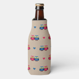 Rafraichisseur De Bouteilles Motif vérifié avec des hiboux d'amour