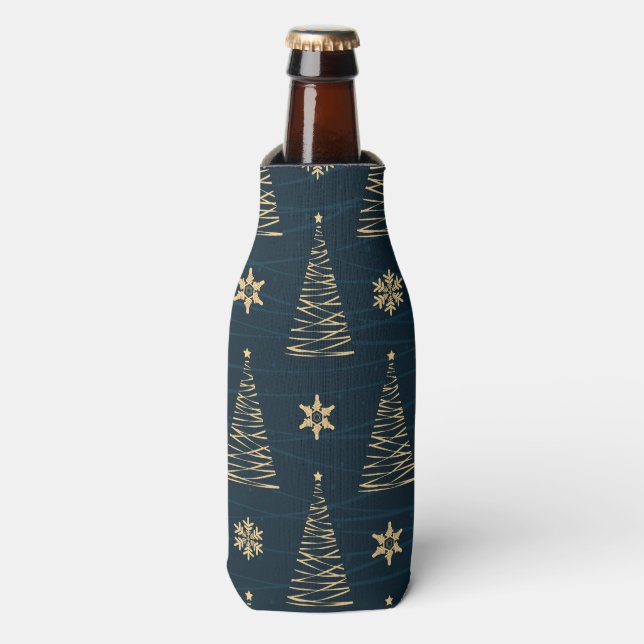 RAFRAICHISSEUR DE BOUTEILLES NOËL BLEU & OR ARBRES & ÉTOILES (Bottle Devant)