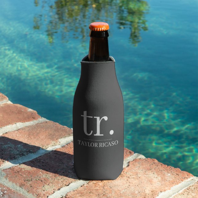 Rafraichisseur De Bouteilles Nom monogramme simple Personnalisé (Piscine in situ)