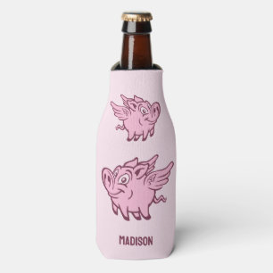 Rafraichisseur De Bouteilles Nom personnalisé & Cochon volant couleur